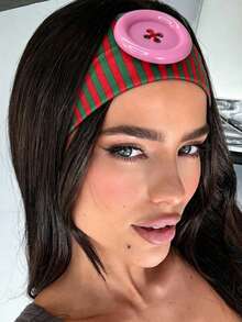 1pc New Dopamine Colored Striped Hairband - And Fashionable Headscarf Accessory For Women - Multicolor - View 8