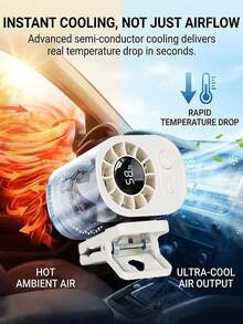 Car Clip-On Fan 100 Speeds Adjustable USB Rechargeable LED Display 1200mAh Clip-On Portable Fan With 360° Rotation , Pocket Size Summer Cooling Essentials For Travel/Beach/Concert/Car/Hiking Gifts Clip-On Mini Fan - A - View 3