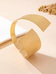1pc Fashionable Elegant Versatile High-End Geometric Design Open Bangle Bracelet Suitable For Women's Daily Wear - Yellow Gold - View 5