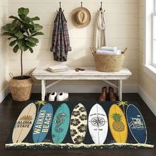 1pc Door Mat Tropical Beach Style Entrance Rug Flannel Material Thick Plush - 0.4inch Sponge Thickness Unique Surfboard Design Suitable For Doorways, Bathroom, Kitchen, Toilet, Bedroom, Indoor And Outdoor, Farmhouse, Patio, Laundry Room, Courtyard De - 彩色 - 查看 11