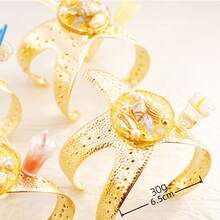 1 Stück Cocktailglas-Armband im Strandstil mit Insel-Landschaft, geeignet für Strandurlaub, Party, Geschenk, tägliches Tragen - Blaues, im Dunkeln leuchtendes Cocktail-Seestern-Armband aus Strohhalm - Übersicht 3