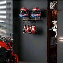 Motorcycle Helmet Wall Mount – 1 Detachable Hook Display Rack For Helmets & Gear – Garage, Living Room, And Bedroom Organizer - 棕色 - 查看 4