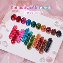 Beetles 23Pcs Glitter Gel Polish Set, 20 Colors Diamond Shimmer Gel With Base & Top Coat, UV LED Soak Off - 20 Colors Party Auras - 查看 4