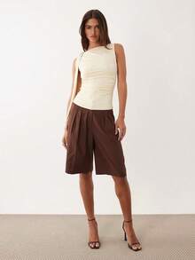 Asymmetrical Strappy Top, American Retro Style - Beige - View 2