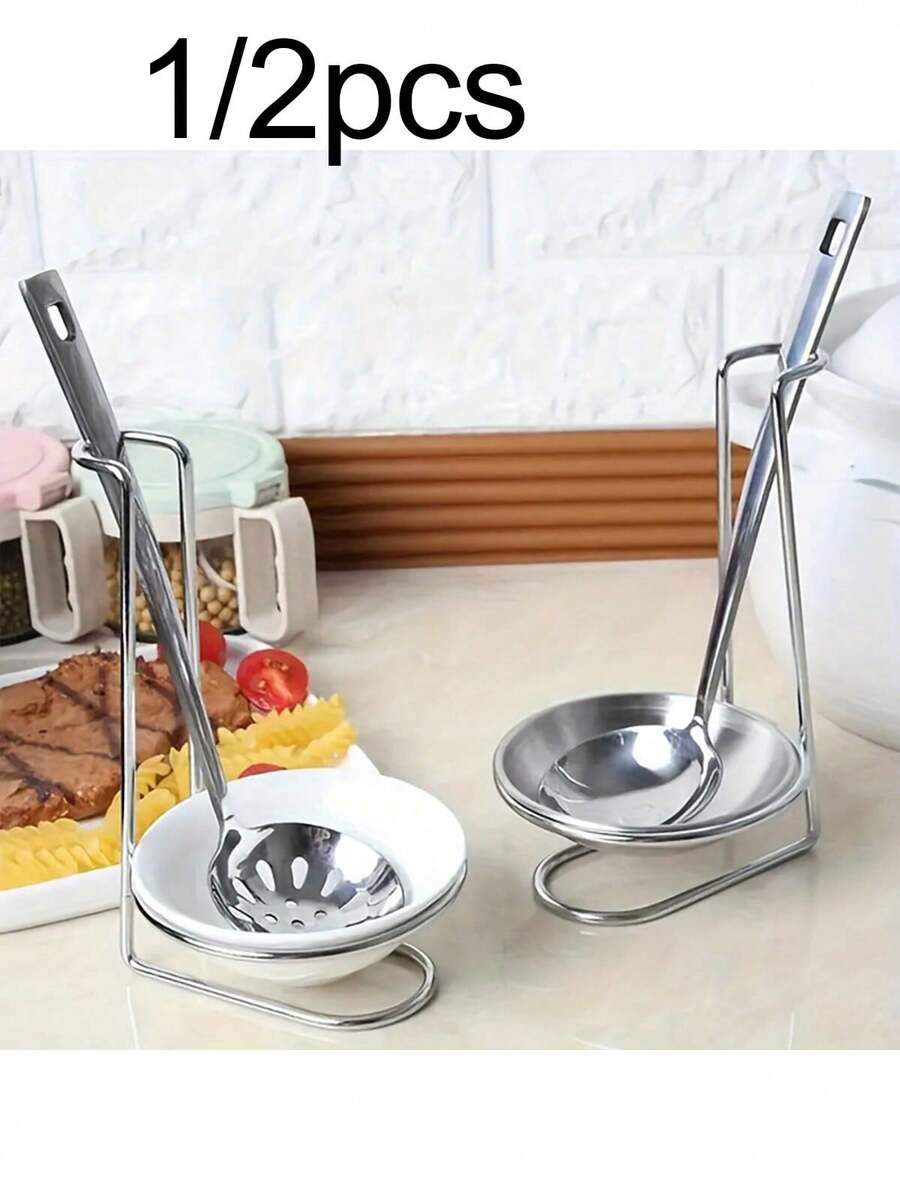 1/2 Piece Stainless Steel Spoon Holder Set With Stand And Storage Bowl, Hot Pot Spoon Rack, Soup Bowl Holder, Spoon Rack, Storage Rack, Stainless Steel Kitchen Organizer Set - Vertical Spoon And Bowl Holder With Strainer, Home And Restaurant Kitchen Utensil Rack (Spoons Not Included) - Multicolor - View 1
