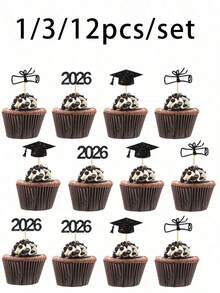1/3/12pcs/SetCake Graduation,Graduation Cake Topper,Dessert Decorative Picks,Picks Birthday Party,For Back To School,Anniversary,Wedding,Birthday Party ,Celebration Events Decoration - One Size - View 1