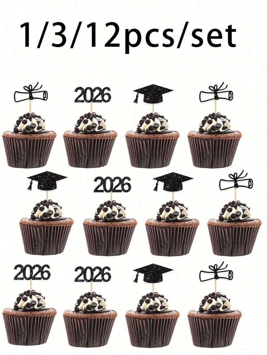 1/3/12pcs/SetCake Graduation,Graduation Cake Topper,Dessert Decorative Picks,Picks Birthday Party,For Back To School,Anniversary,Wedding,Birthday Party ,Celebration Events Decoration - One Size - View 1