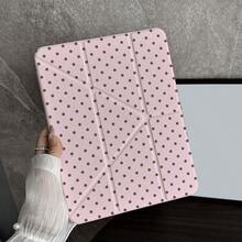 1個淡粉色波點平板翻蓋保護殼，附筆槽，適用於 iPad 10代 10.9 吋 2022/Air 13(M3 2025)/Air 11(M3 2025)/11(A16 2025)/Galaxy Tab S10+/S9/A9/ 5/5PR/6/6PRO/7/7PRO/ Pad/ Matepad/Honor Pad - 彩色 - 查看 4