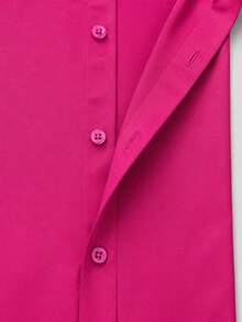 Men's Solid Color Turn-Down Collar Long Sleeve Formal Shirt - Hot Pink - View 6