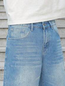 Pantaloncini di jeans casual alla moda neri per ragazzi adolescenti in stile europeo e americano - Blu - Visualizzare 5