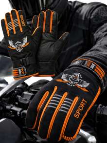 Waterproof, Non-Slip Motorcycle Gloves With Finger Grips - Orange - View 1