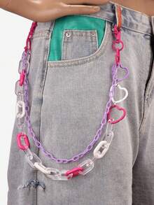 1 pieza Cadena de pantalones con colgante de piruleta en forma de corazón - Cadena de pantalones de moda para mujer, cadena para decorar jeans - Accesorios para mujer, cadena de pantalones punk hip hop - Multicolor - Ver 10