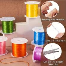 1 Rollo/Paquete de Cordón Elástico para Hacer Pulseras de 0.8mm, Hilo Elástico de Material de Nailon, Cuerda Elástica para Hacer Joyas DIY, Collares, Cuentas y Manualidades - 1 rollo/paquete - Ver 5