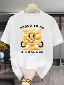 % algodón, camiseta casual de manga corta y cuello redondo para hombre Proud to be a Cookie Man, top versátil, camiseta ligeramente elástica con estampado en el cuello redondo, reg - Azul marino - Ver 8