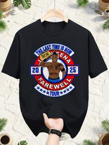 Camiseta Gráfica Punk Rock de Moda Urbana para el Verano 2025| Camiseta negra vintage de los 90 con estampado de "The Last Time Is Now" y "Y2K Truth Farewell Tour", diseño de estrellas geomé - Negro - Ver 1