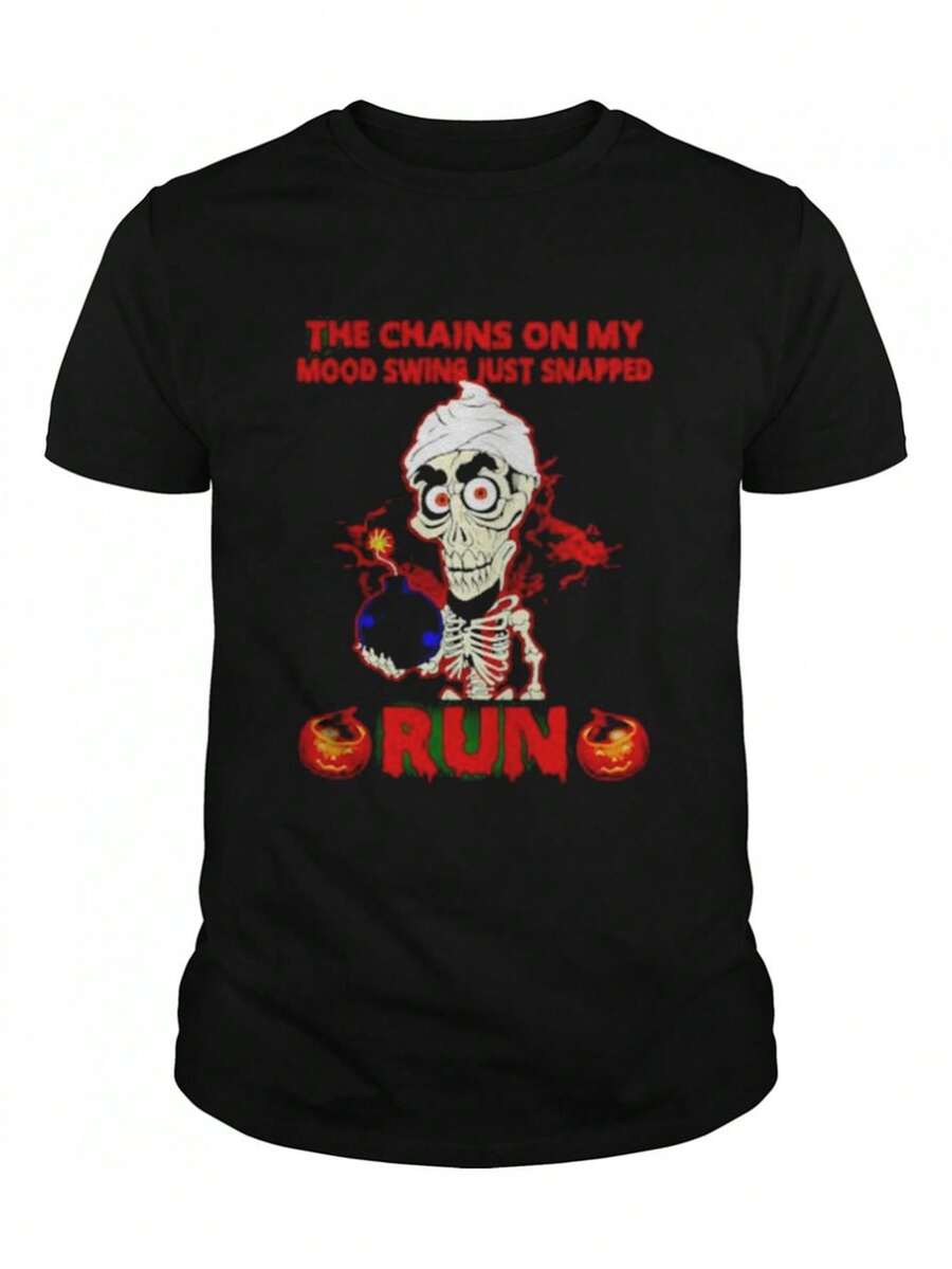 Plus Size1pc Achmed The Chains On My Mood Swing Just Snapped Run Shirt Simple Pure Mens Short Sleeved Graphic T-Shirt Casual And Versatile Loose And Comfortable Street Style Crew - Back - View 1