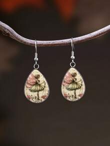 1 Pair Vintage Fairy Tale Elf 316 Stainless Steel Water Drop Ear Hooks, Suitable For Women's Daily Wear - Green - View 3