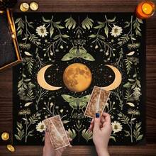 1pc Moon Phase Aesthetic Rose And Moon Star Pattern Tablecloth, Altar Cloth For Divination And Oracle Card Games, Party Supplies And Events - Multicolor - View 5