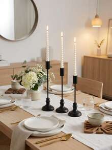 Portavelas clásicos escalonados para velas cónicas, portavelas decorativos negros románticos para el Día de San Valentín, elegante centro de mesa, candelabros románticos para bodas, decoración de chimenea, candelabro de mesa, portavelas para velas de pilar para bodas, decoración del hogar - Estilo elegante - Ver 15