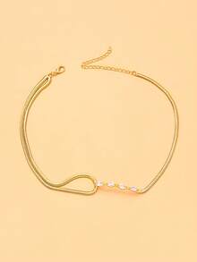 outingfit 1pc European And American Style New Minimalist U-Shaped Rhinestone Choker Necklace, Fashionable Personalized Premium Feel Choker For Women - Geometry - View 9