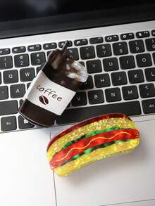 1pc Coffee Hot Dog Hair Clip, Unique Novelty Styling Hair Accessory, Suitable For Bun Hairstyle, Fun Food Hair Ornament, Gift For Coffee Lovers (Plus Size, Christmas/Exchange Gift), Fashion Hair Accessory, Elegant Hair Clip, Women's Hair Clip, Suitable For Autumn/Winter Casual Vacation Outfits - Multicolor - View 1