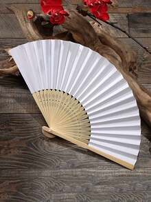 Customized Name/Logo White Wedding Paper Fan, Invitation Paper Fan, Classic White DIY Paper Fan - Multicolor - View 9