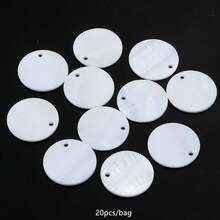 5/10/20/30pcs/Pack Round Shell Pendant, White Shell Material Pendant With Holes, Necklace Bracelet Earring Pendant, Clothing Decor, DIY Craft Jewelry Accessories - White - View 17