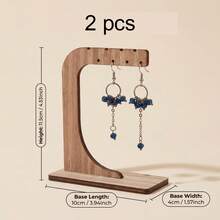 2pcs C-Shaped Wooden Earring Holder, Multi-Slot Desktop Jewelry Storage & Display Rack, Wood Grain Texture Jewelry Hanging Rack, Minimalist Vanity Accessory Display Prop, Valentine's Day Gift, Desktop Decor, Suitable For Multiple Scenes - Wood Color - View 6