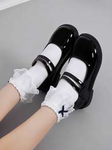 Children's Girls Princess Shoes, School Shoes For Primary And Middle School Students, Little Girls Shoes - Black - View 2