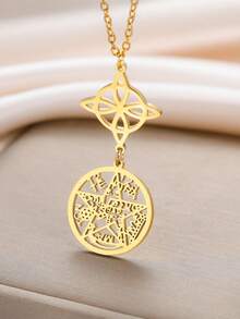 LIKGREAT 1pc Double Amulet Protection Necklace Knot Pentagram Four-Character Stainless Steel Protective Jewelry Wholesale - Fashion Series - View 2
