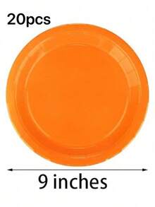 100/50/20/10pcs Orange Round Dessert Cake Plates, Includes 7 Inch And 9 Inch, Bulk Party Supplies, Orange Sturdy Party Plates Suitable For Birthday, Wedding, Baby Shower, Gender Reveal Party, Etc. - Orange - View 19