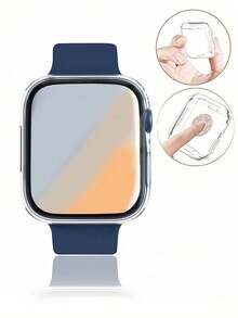 2pcs/Pack Transparent Tpu Full Coverage Watch Case & Screen Protector Compatible With Apple Watch Series 7 (38mm/40mm/41mm/42mm/44mm/45mm) - Multicolor - View 4