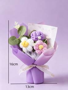 Handmade Crochet Mini Bouquet, Pink Knitted Flower Gift Suitable For Birthday Valentine's Day - Multicolor - View 11