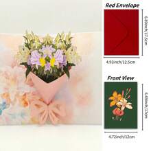 1set Pop-Up 3D Lily Flower Greeting Card With Envelope, Suitable For Teacher's Day, Friend's Birthday And Other Occasions, Creating A Warm And Casual Gift Atmosphere - View 9