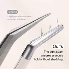NOVO 1pc Professional Eyelash Tweezers, Slanted & Curved Tip Eyelash Extension Tweezers, Precise Fiber Tip For Grabbing Large Curl Lashes, Beauty Tweezers, Acne Extractor, Eyelash Curler - Multicolor - View 3