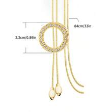 1 st Fashionabla strass geometriska runda långa tröja kedja halsband - gyllene - Visa 4
