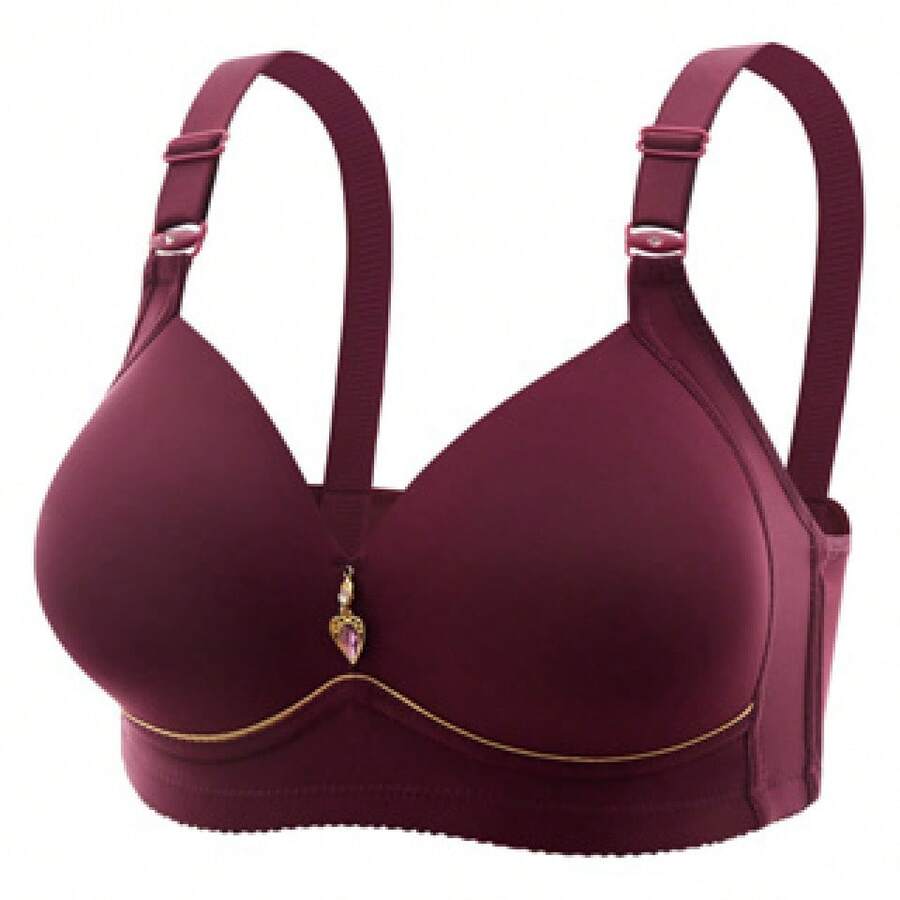 Sujetador Comfort Sin Cables-Elevación Ajustable Y Transpirable Para Mujeres De Figuras Completas - Burdeos - Ver 1