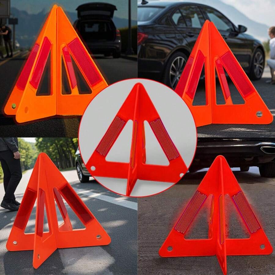 1 pieza Triángulo de advertencia reflectante plegable para el automóvil, señal de peligro de estacionamiento de emergencia en la carretera