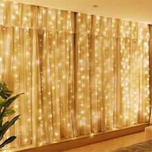 1入 8功能 100/200/300/600 LED電池供電窗簾燈，適用於婚禮、派對、居家裝飾、節日氛圍照明、聖誕節、萬聖節 - 電池盒窗簾燈 - 查看 7