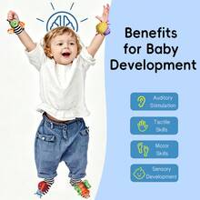 Baby Wrist Rattle Socks And Foot Finder Set, Perfect Baby Toys For 0-12 Months Newborn Boys And Girls As Shower Gifts, Garden Bug Series - Multicolor - View 5
