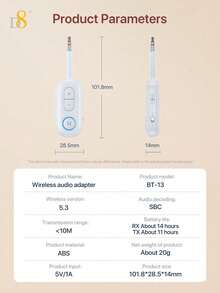 Adaptador Bluetooth Inalámbrico para Coche D8, Estéreo HiFi sin Pérdida, Reducción de Ruido para Llamadas Manos Libres, Baja Latencia, Señal Estable Anti-Interferencia de 10M, Conexión Automática Plug & Play, Mini, Indicador LED, Material ABS Duradero, Para iOS Android, Compatible con Sedán SUV MPV - Multicolor - Ver 4