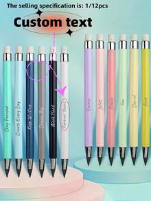 [Personalizado] 1/12 piezas Lápiz Eterno con Borrador - 12 Colores Lápiz de Escritura Infinita de Larga Duración, Sin Necesidad de Afilado Lápiz Permanente sin Tinta, Adecuado para Bocetos, Dibujo, Útiles Escolares, Esencial para la Vuelta a la Escuela Lápiz Eterno - Multicolor - Ver 1
