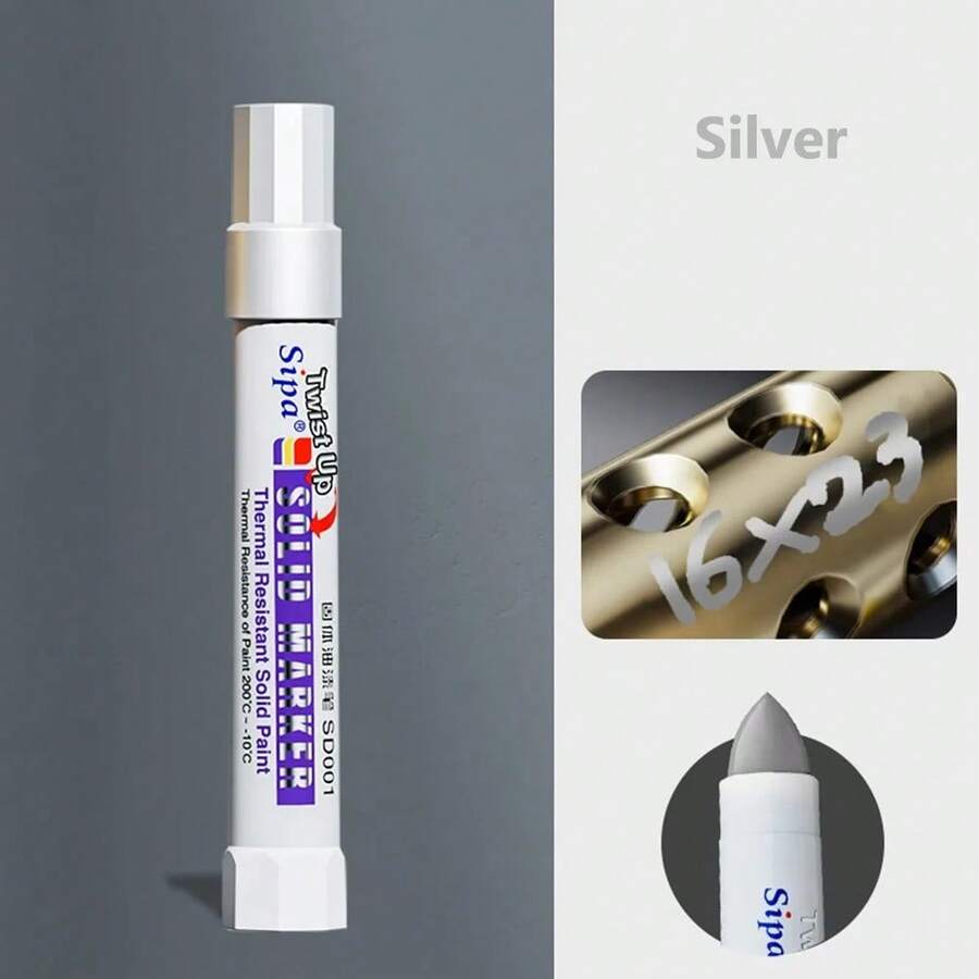 Solid Paint Marker, Oil-Based Ink, High Temperature Resistant, Waterproof Solid Paint Marker - Plata - Ver 1