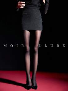 MOIRÉALLURE A Pair Of Women's Black Oiled Shiny Silk Stockings And Pantyhose - Black - View 2