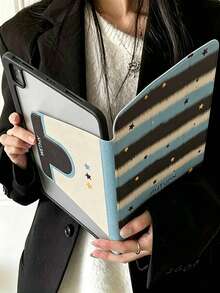 Funda protectora con tapa abatible y soporte para iPad de 7.ª, 8.ª y 10.ª generación de 10.2 pulgadas, con soporte para lápices giratorio de 360° con diseño de estrella - Multicolor - Ver 4