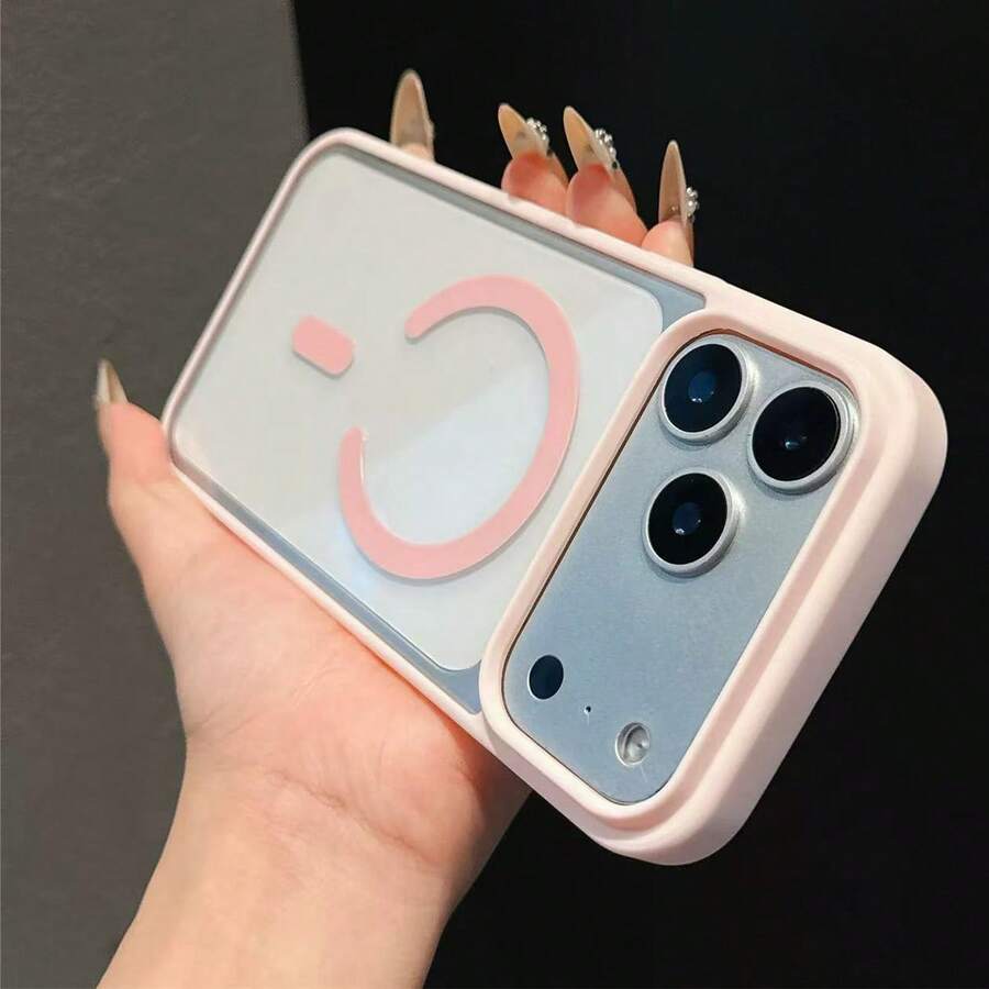Transparent Magnetic Phone Case, Compatible With IPhone 16 15 14 13 12 11 Pro Plus Max Mini 7 8 SE 16e 7P X XR XsMax, Shockproof Protective Cover, Compatible With Samsung S25 Ultra S24 Ultra S23 FE S22+ (Please Remove The Protective Film On The Phone Case After Receiving) - Pink - View 1