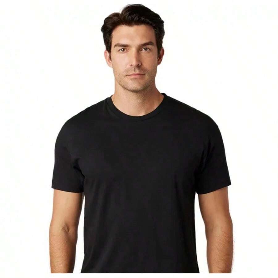 Avyweight Cotton Solid Black-Shirt Men Women | Soft Breathable Crew Neck Short Sleeve Basic Tee | Unisex Oversized Streetwear Casual Top,Dmyl555 - 黑色 - 查看 1