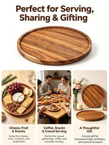 1 pieza Bandeja de madera de acacia, Bandeja de madera, Plato de postre, Plato de aperitivos, Adecuado para usar en cocinas y comedores. Sostener alimentos. Accesorios de cocina, Bandejas decorativas de cocina. Organizar Dim Sum, Sushi, Verduras y Frutas. Halloween, Temporada de cosecha, Navidad - Amarillo - Ver 5