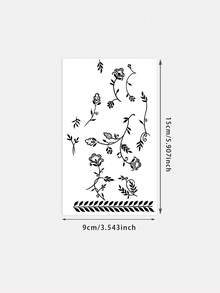 1 Pieza De Pegatina De Tatuaje De Flor Para La Mano Pegatina De Tatuaje Temporal Lavable De PVC Desechable Resistente Al Agua Y Al Sudor Para Manos Y Pies Sin Reflejo Adecuada Para Hipsters Uso Diario Se Puede Mantener De 1-3 Días - Negro - Ver 6