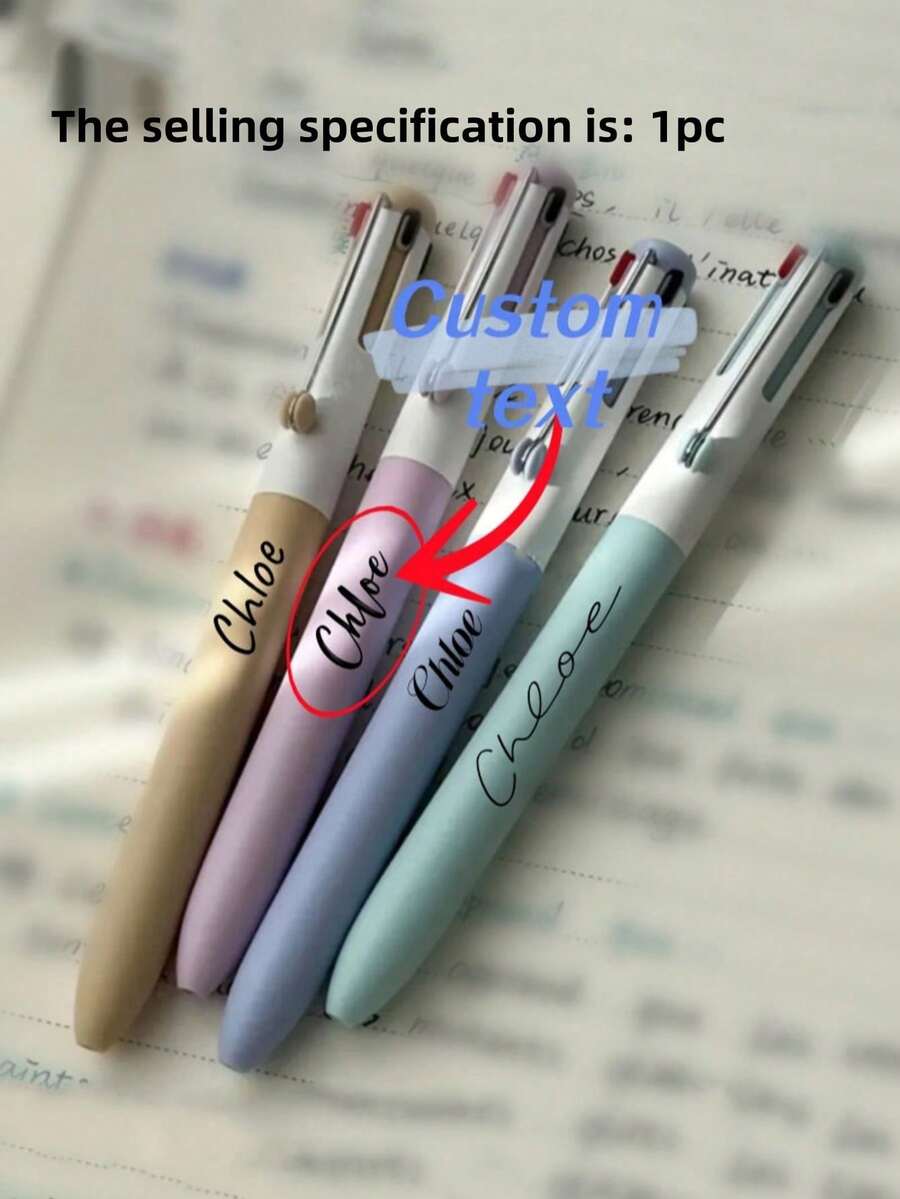 [客製化] 單支 4 色中性筆 0.5mm 速乾書寫筆 黑、紅、藍綠中性筆 防漏墨按鈕靜音設計 無痕筆夾 雙球 CS 刷頭筆 辦公與學校用品 - 彩色 - 查看 1